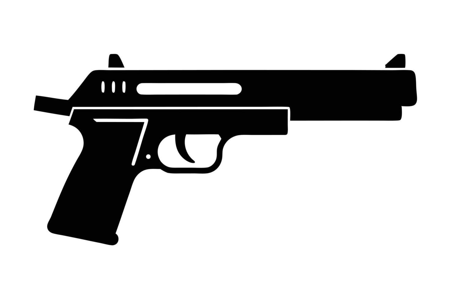 Handgun Black Silhouette Isolated On White vector