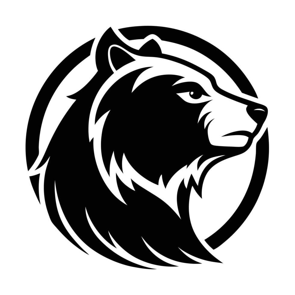 Black And White Bear Head Logo vector