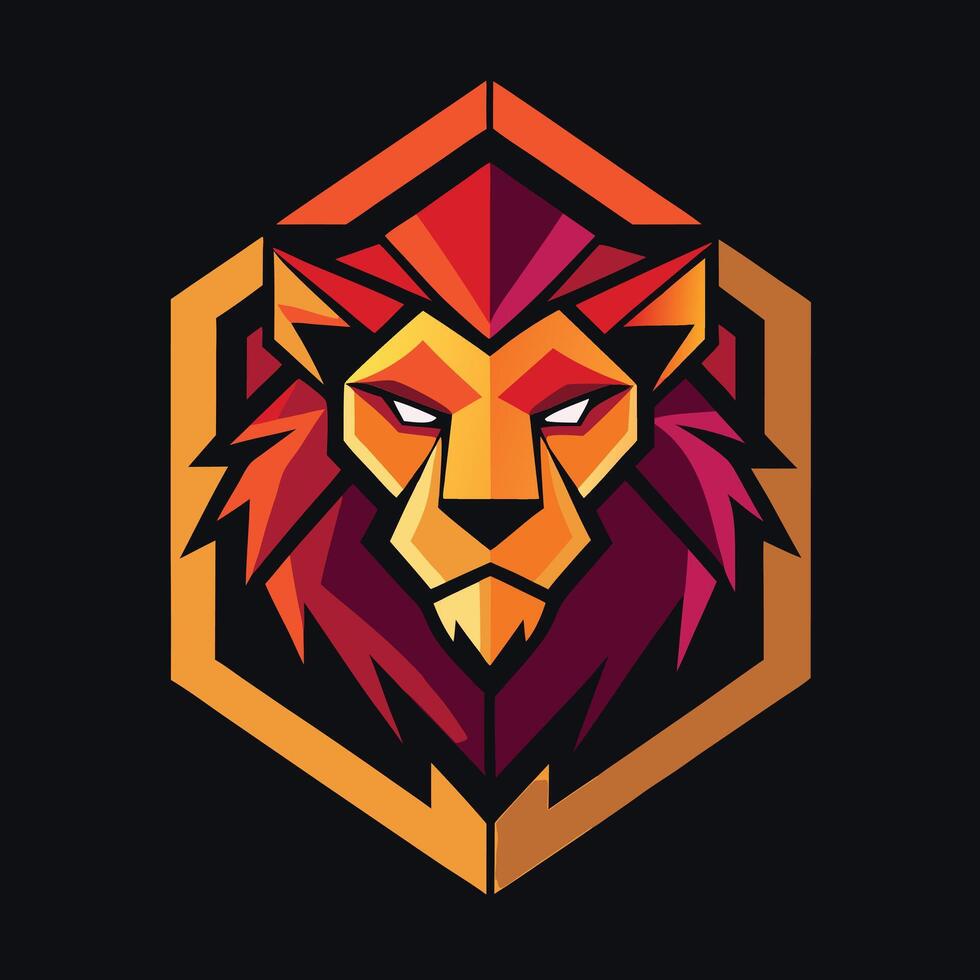 Geometric Lion Logo Illustration Design vector