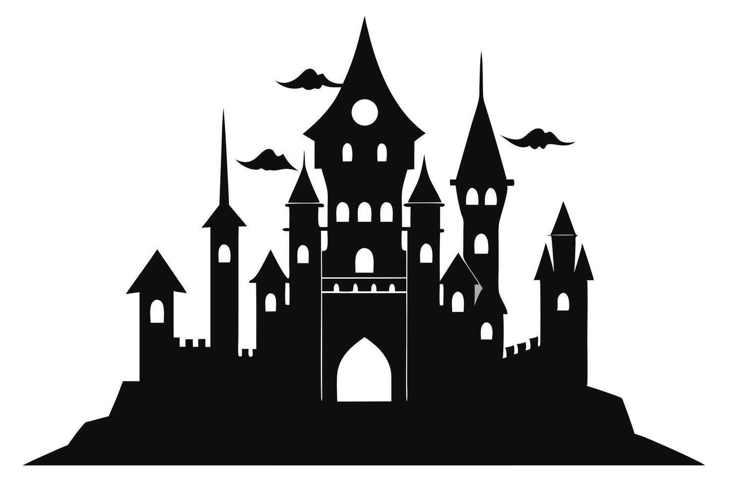 Spooky Black Castle Silhouette Halloween Design vector