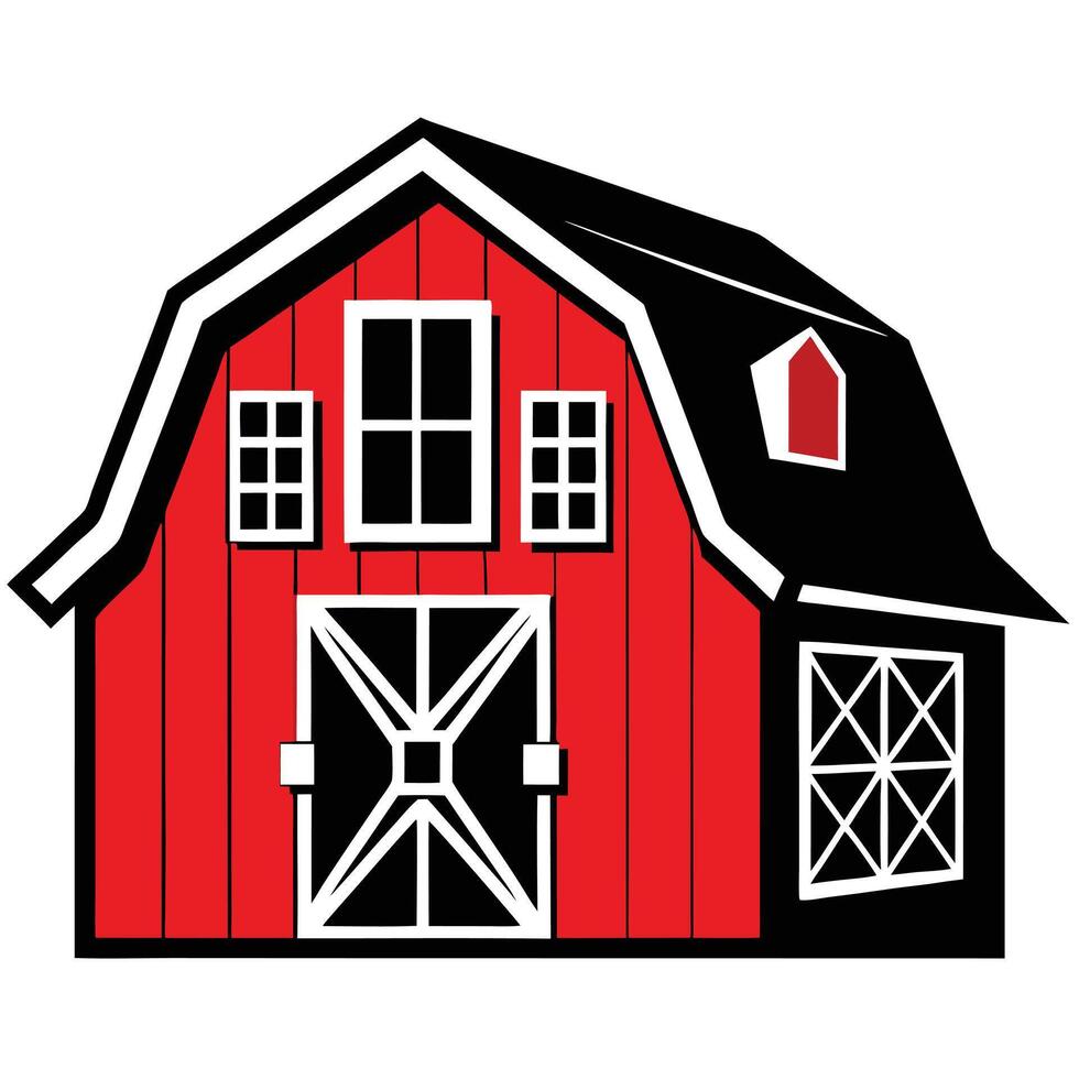 Red Barn House Simple Graphic vector