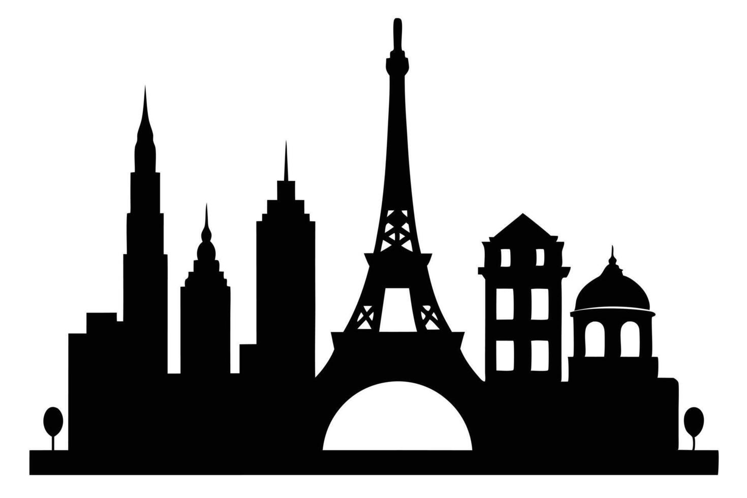 Black And White Paris Skyline vector