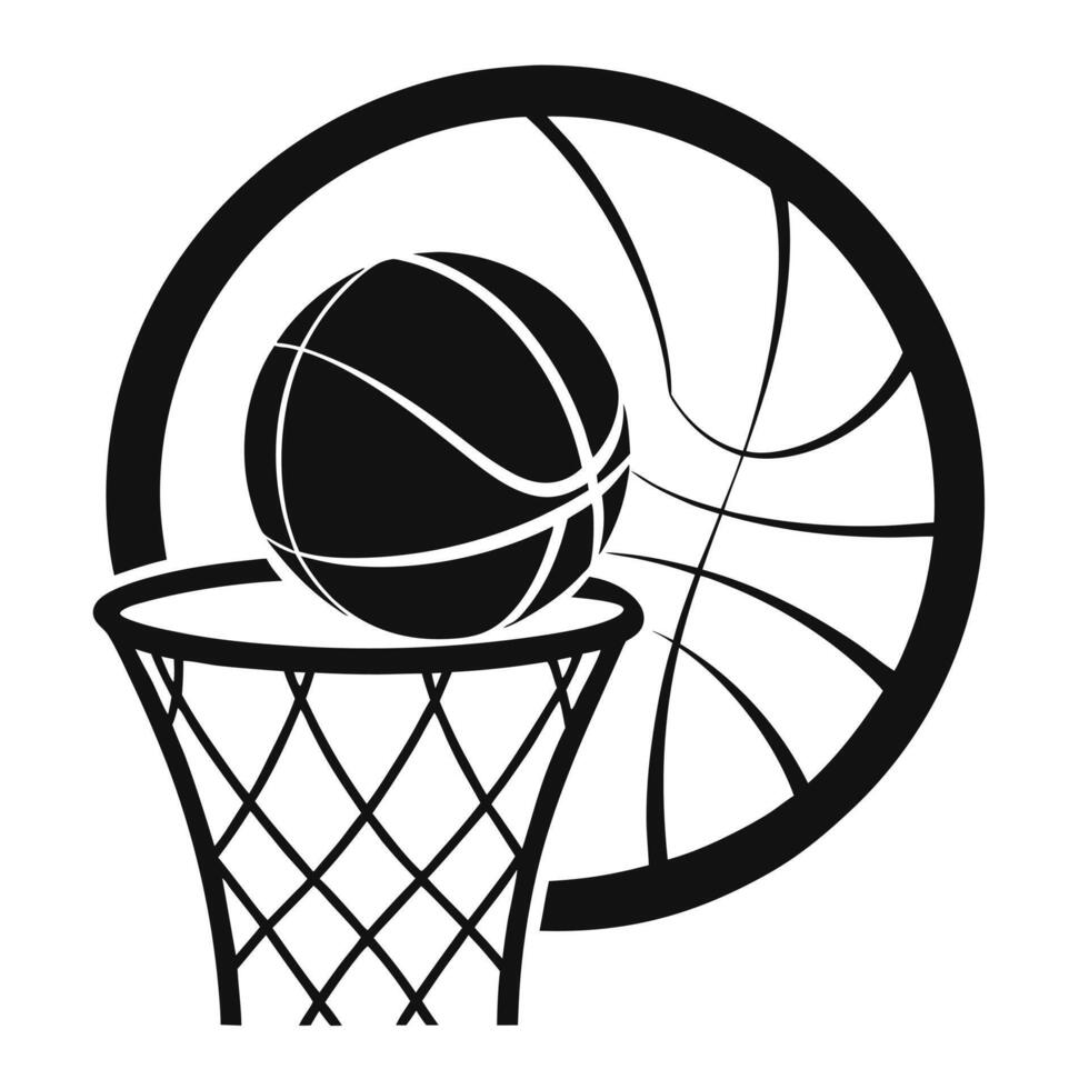 Basketball Hoop Black And White Illustration vector
