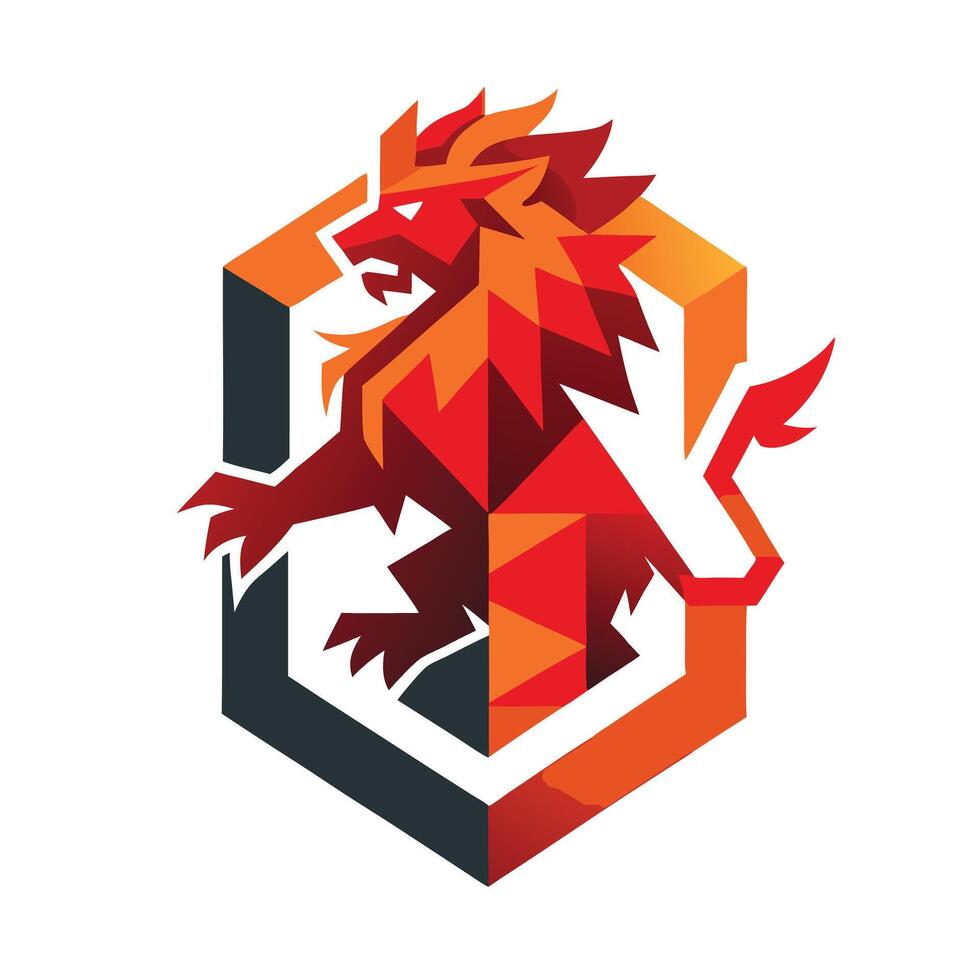 Geometric Lion Logo Design Illustration vector