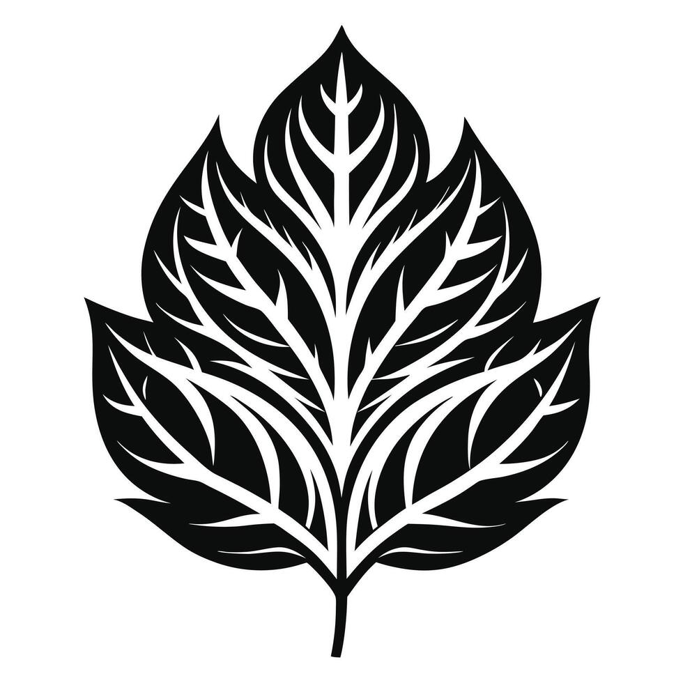 Simple Black And White Leaf vector