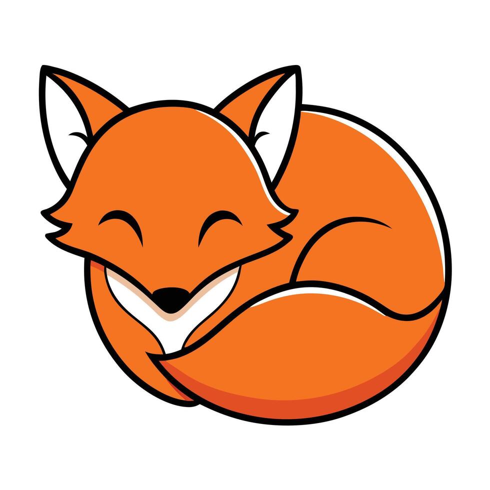 Cute Orange Fox Curled Up vector