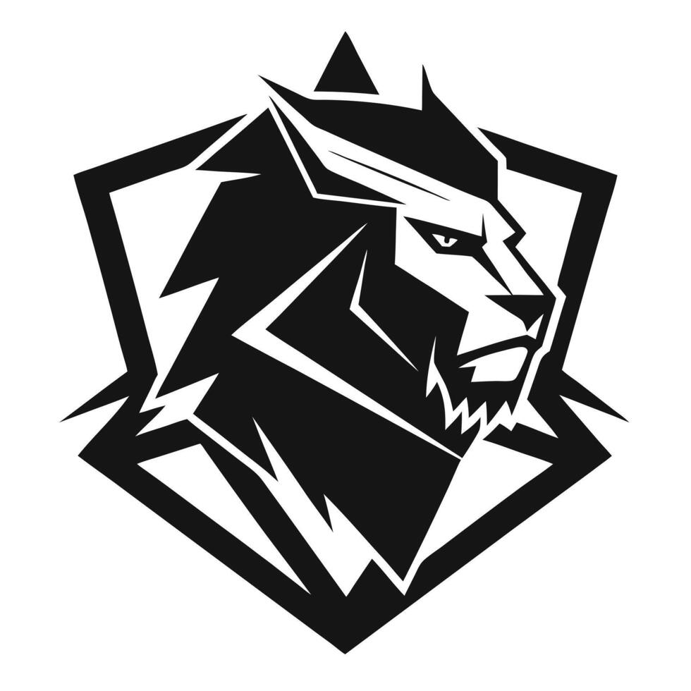 Lion Head Emblem Black And White vector