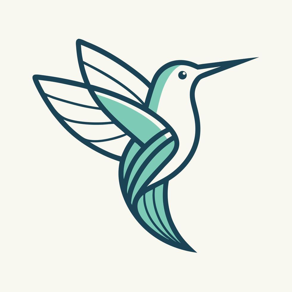 Elegant Teal And White Hummingbird Design vector