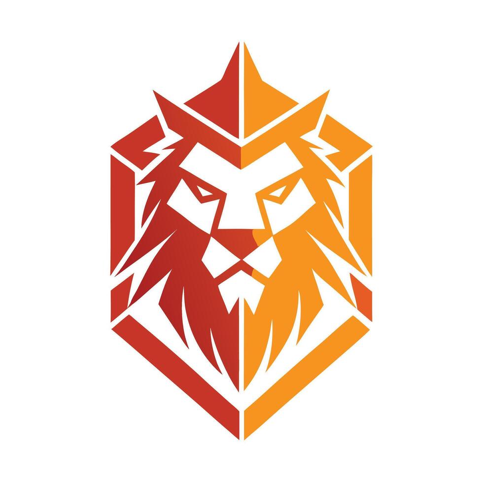 Geometric Lion Head Logo Illustration vector