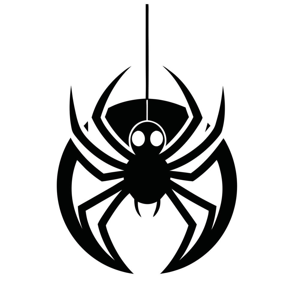 Hanging Spider Silhouette Illustration vector