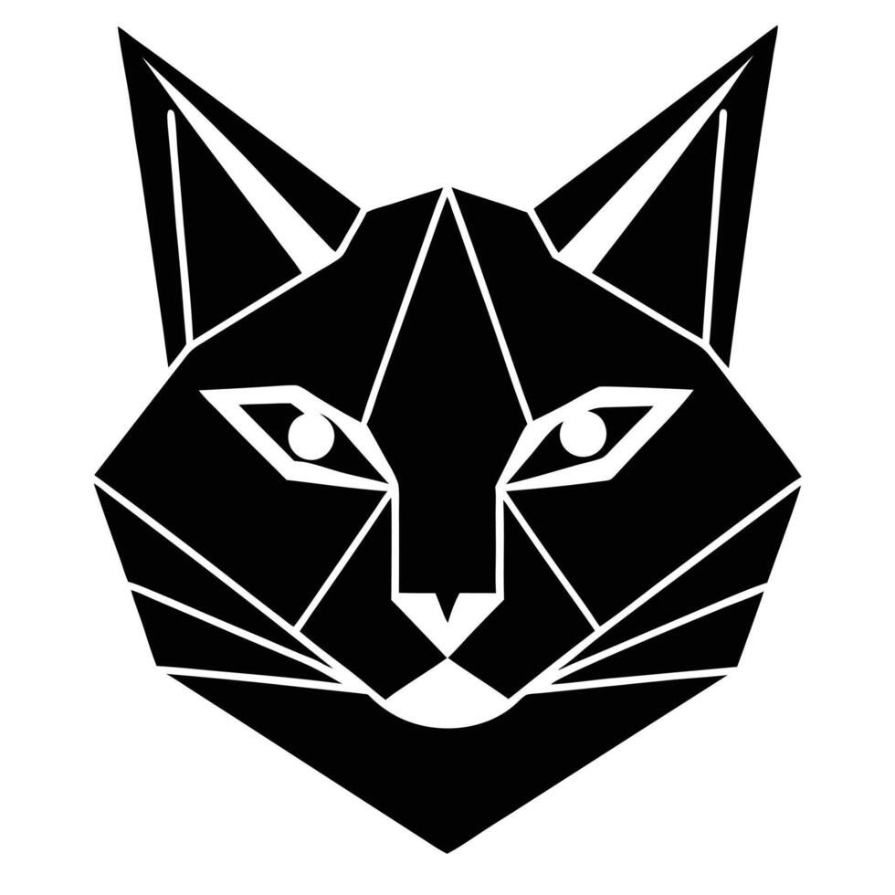 Geometric Fox Head Black And White vector