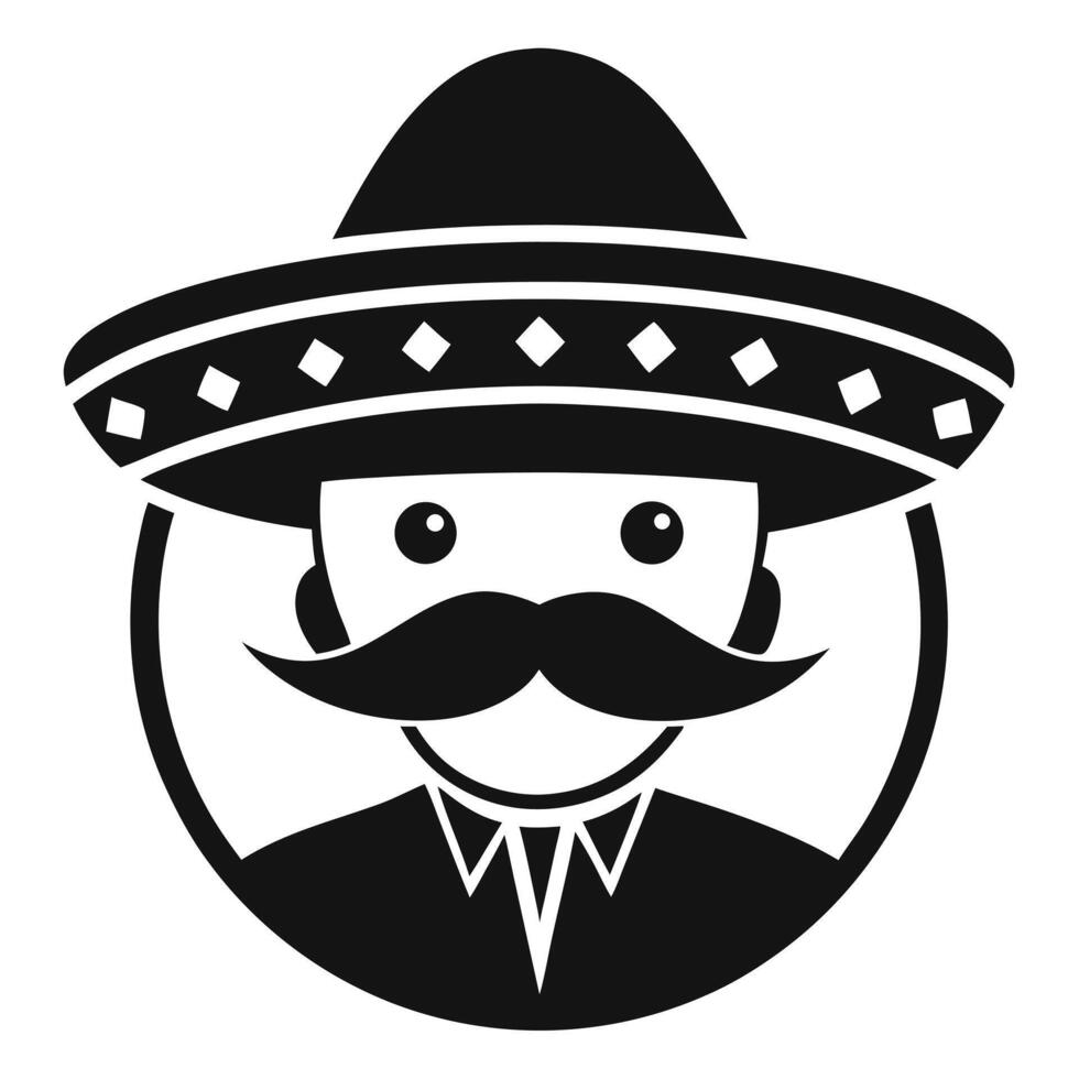 Mexican Man Sombrero Face Icon vector