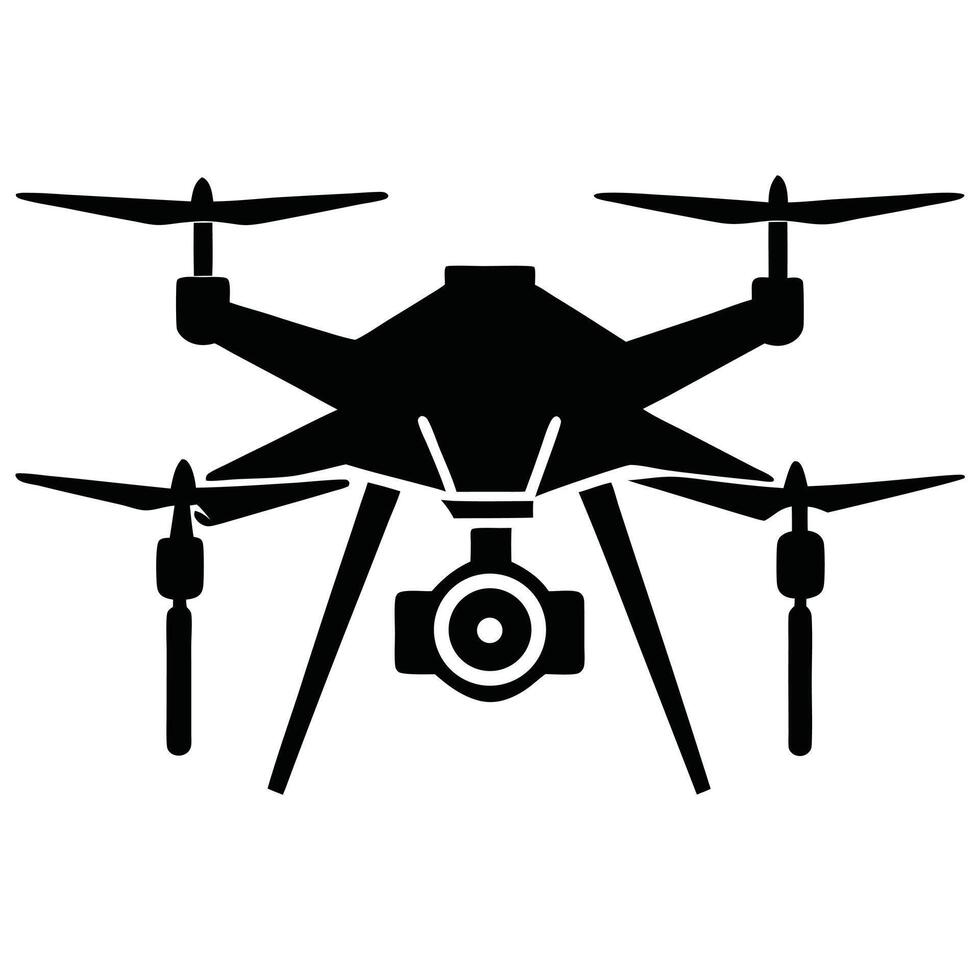 Black Silhouette Of A Flying Drone vector