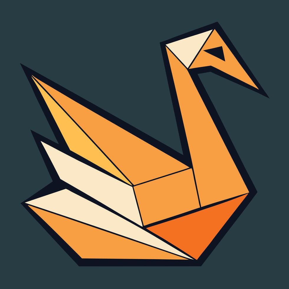 Geometric Swan Origami Bird Illustration vector