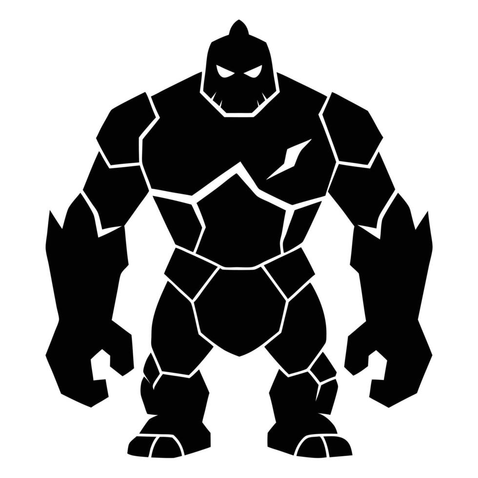Stone Golem Silhouette Illustration vector