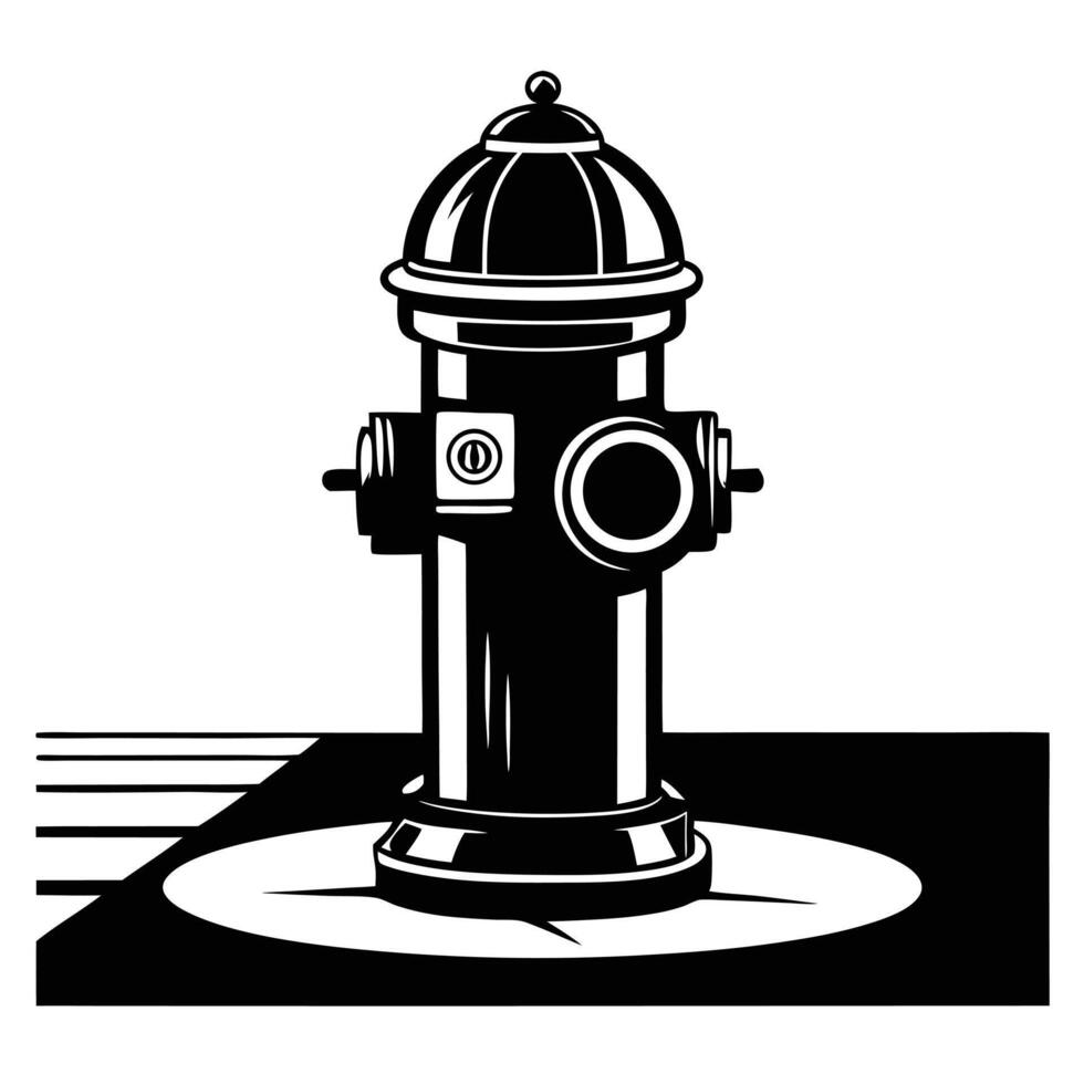 Fire Hydrant Black And White Graphic vector