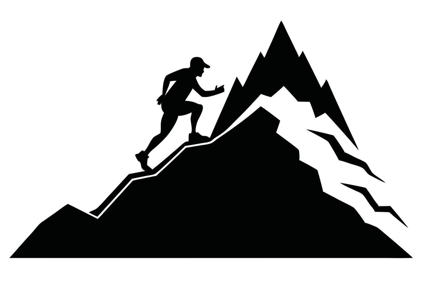 Man Climbing Silhouette On Mountain vector