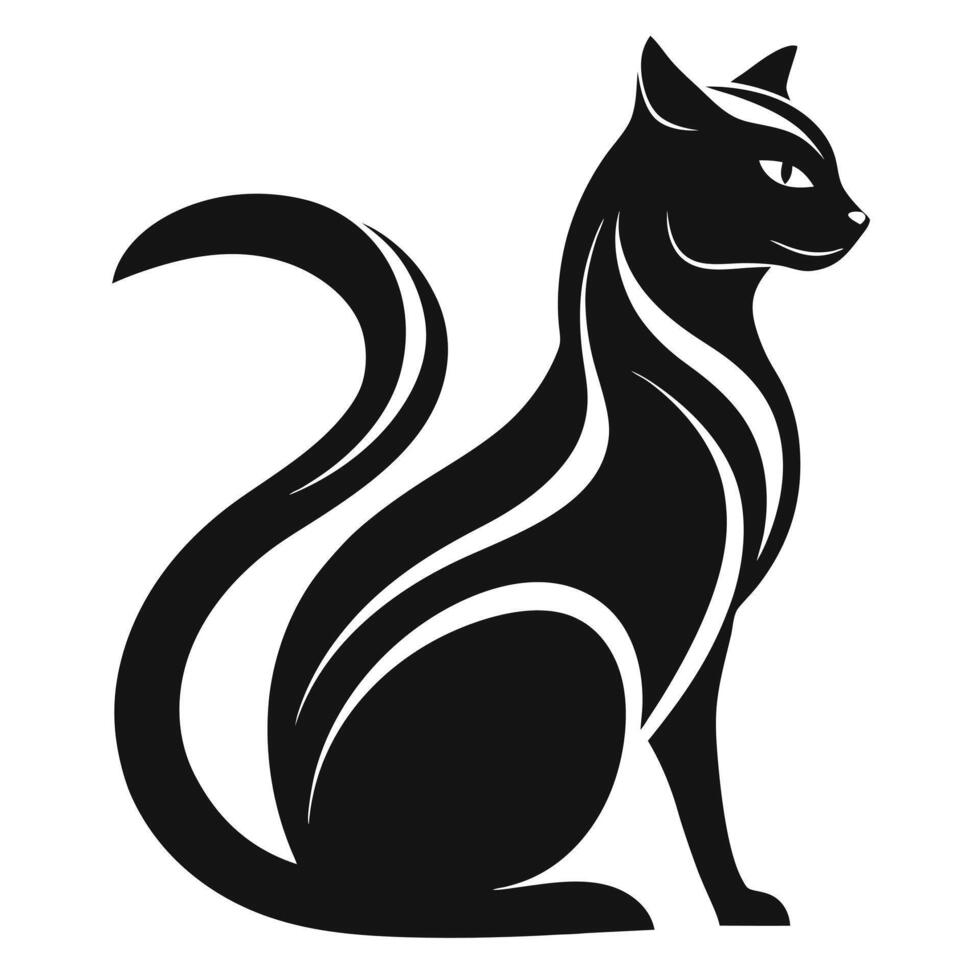Elegant Black Cat Silhouette Art vector
