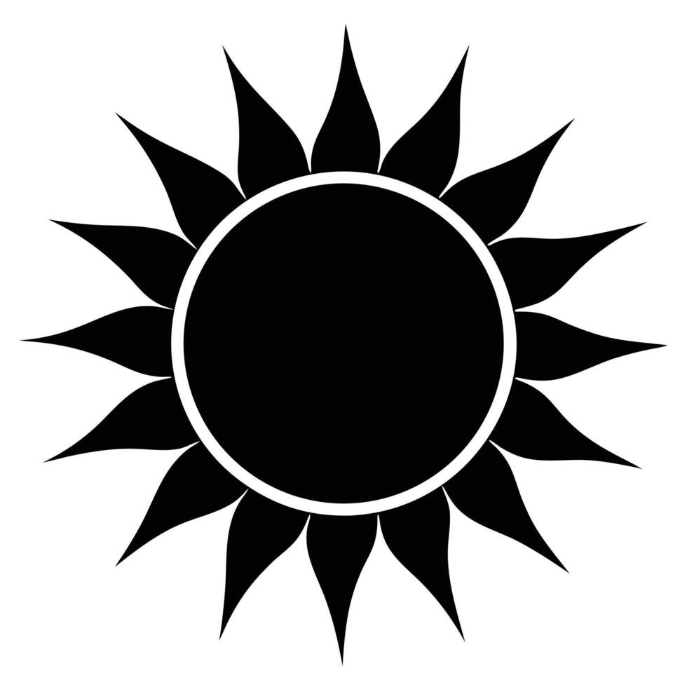 Black Sun Silhouette Isolated On White vector
