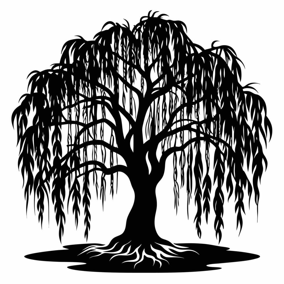 Weeping Willow Tree Silhouette Design vector
