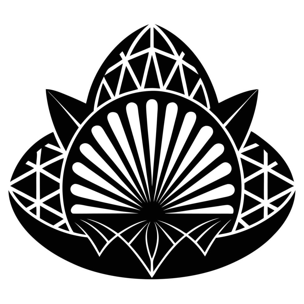 Geometric Floral Crest Black And White vector