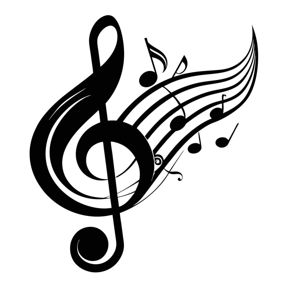 Black Music Notes Treble Clef Isolated vector