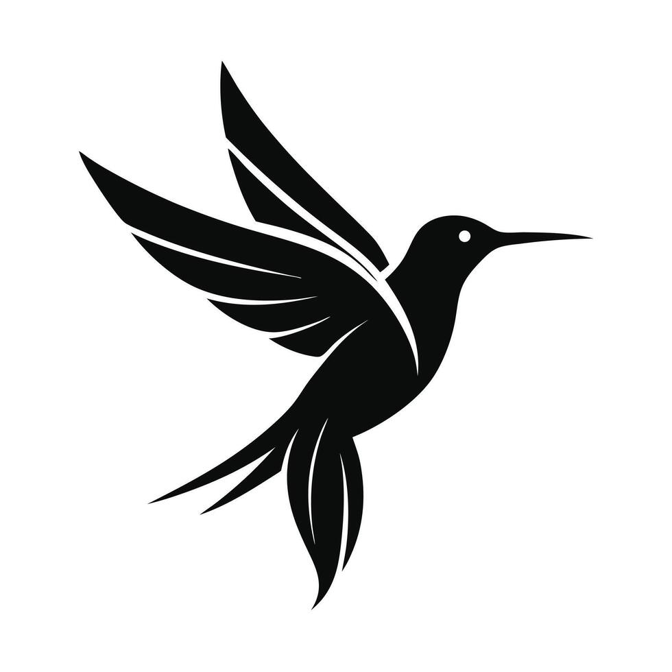 Silhouette Of A Flying Hummingbird Illustration vector