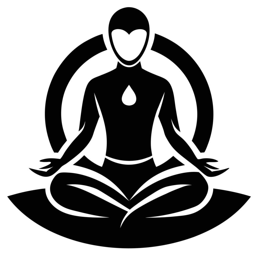 Meditating Person In Lotus Position Art vector