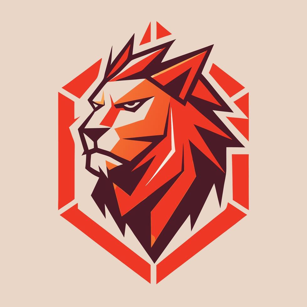 Geometric Lion Head Modern Illustration vector