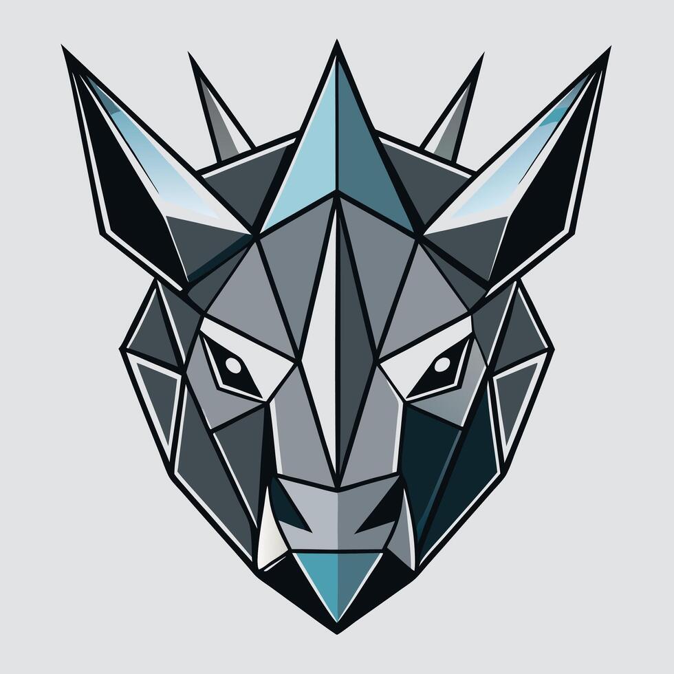 Geometric Rhino Head Polygon Illustration vector