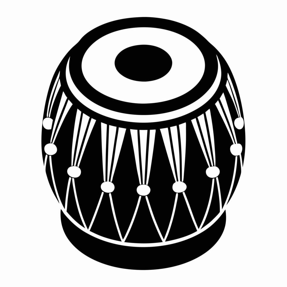 Tabla Indian Drum Black White Icon vector