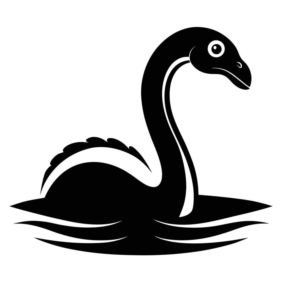 Loch Ness Monster Black Silhouette Illustration vector