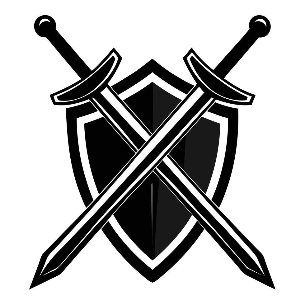 Shield And Swords Graphic Illustration vector