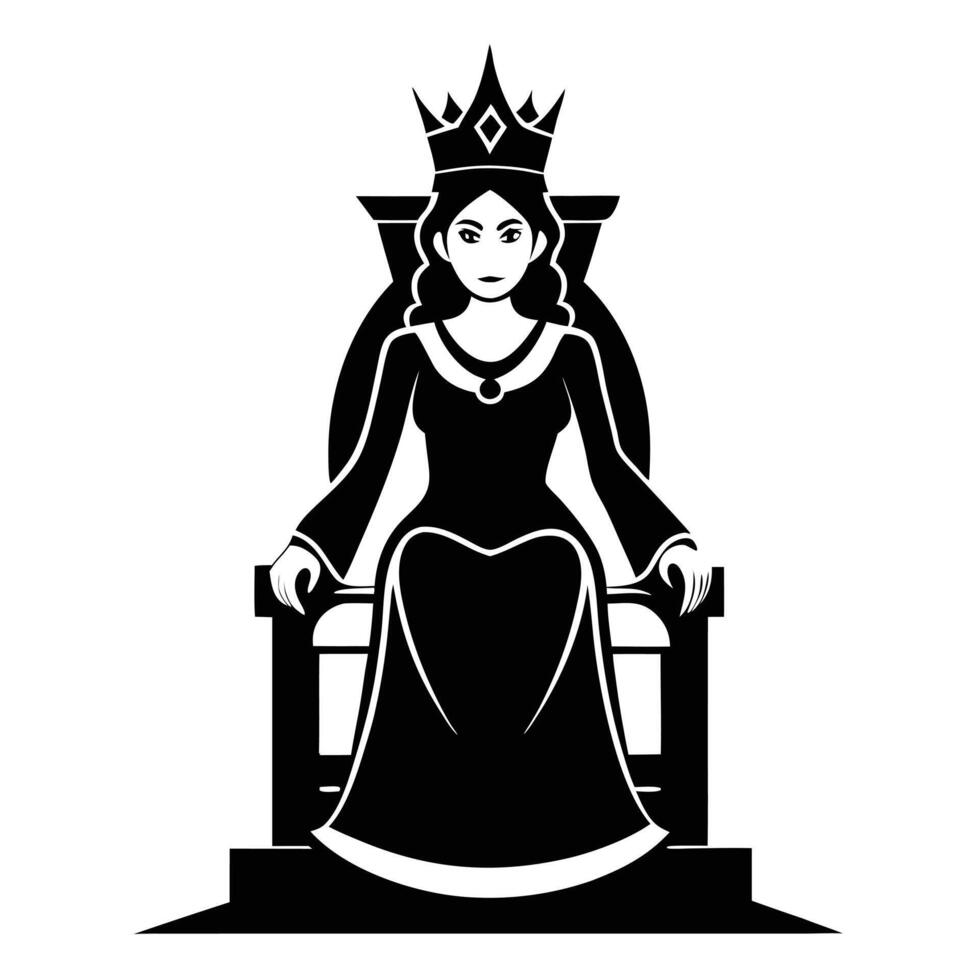 Queen Sitting On Throne Illustration vector
