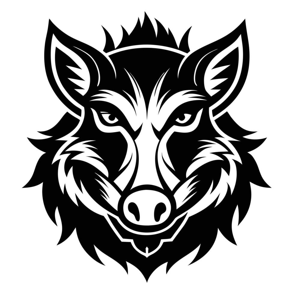 Boar Head Illustration In Black vector