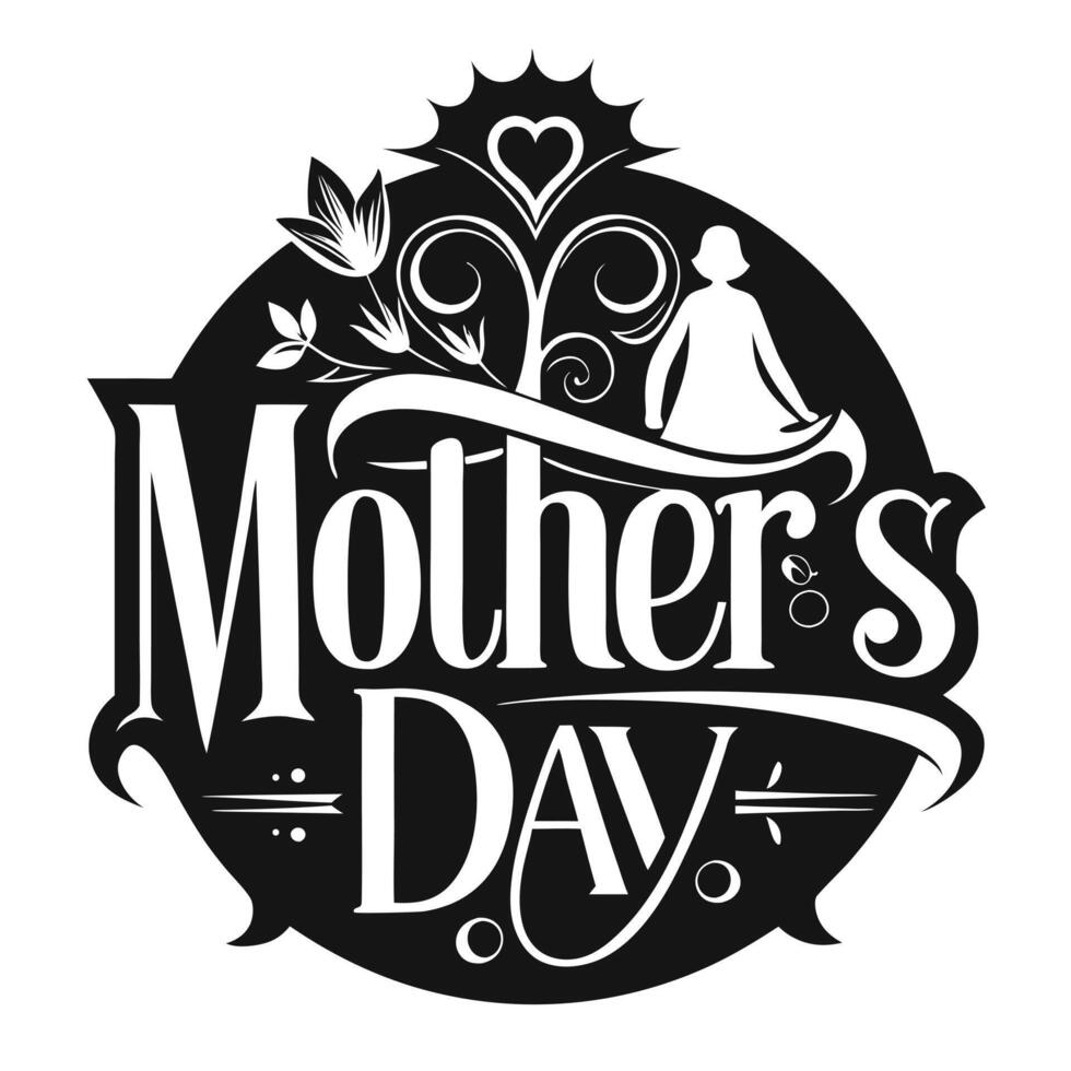 Mothers Day Black White Design vector
