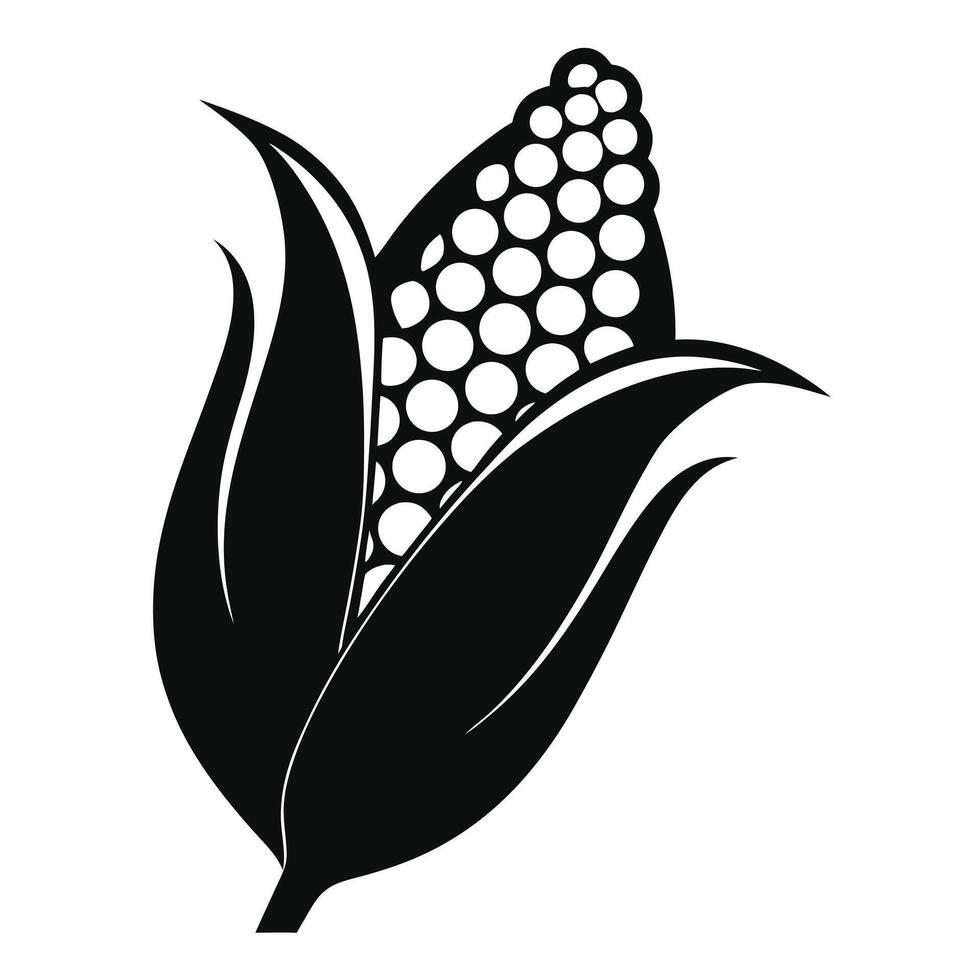 Black And White Simple Corn Icon vector