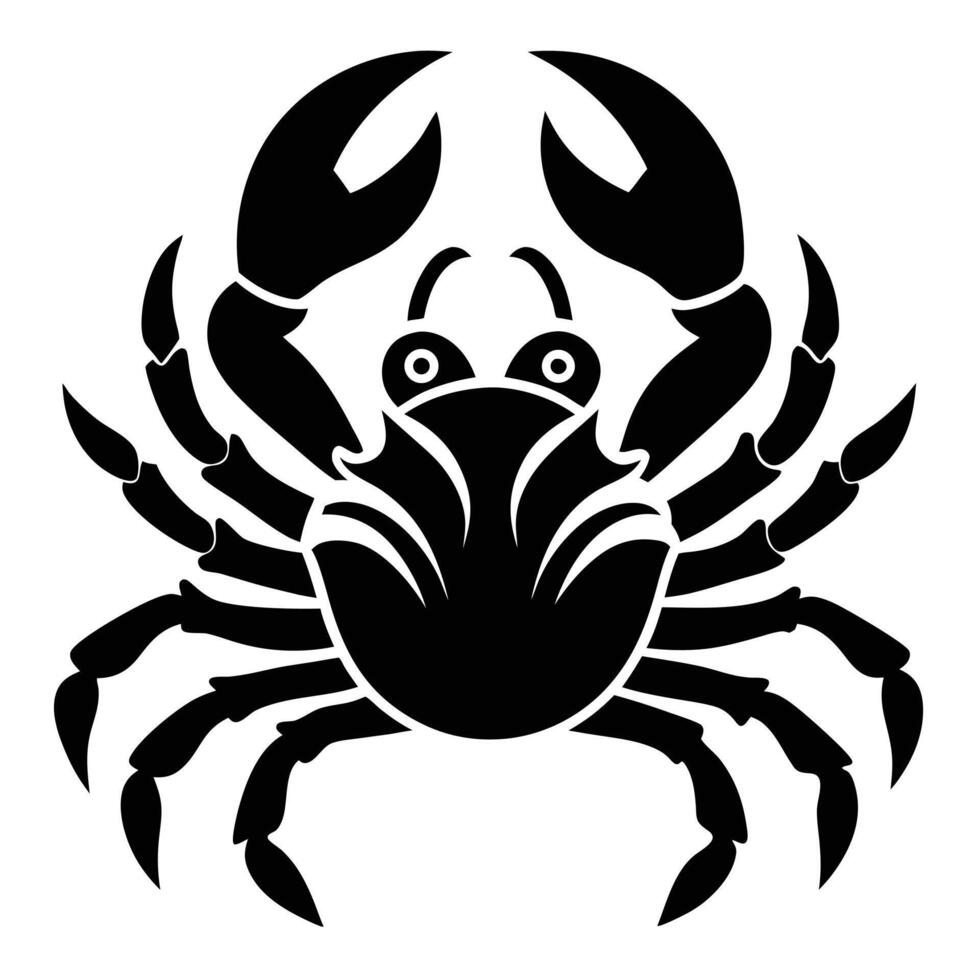Cute Crab Black And White Illustration vector