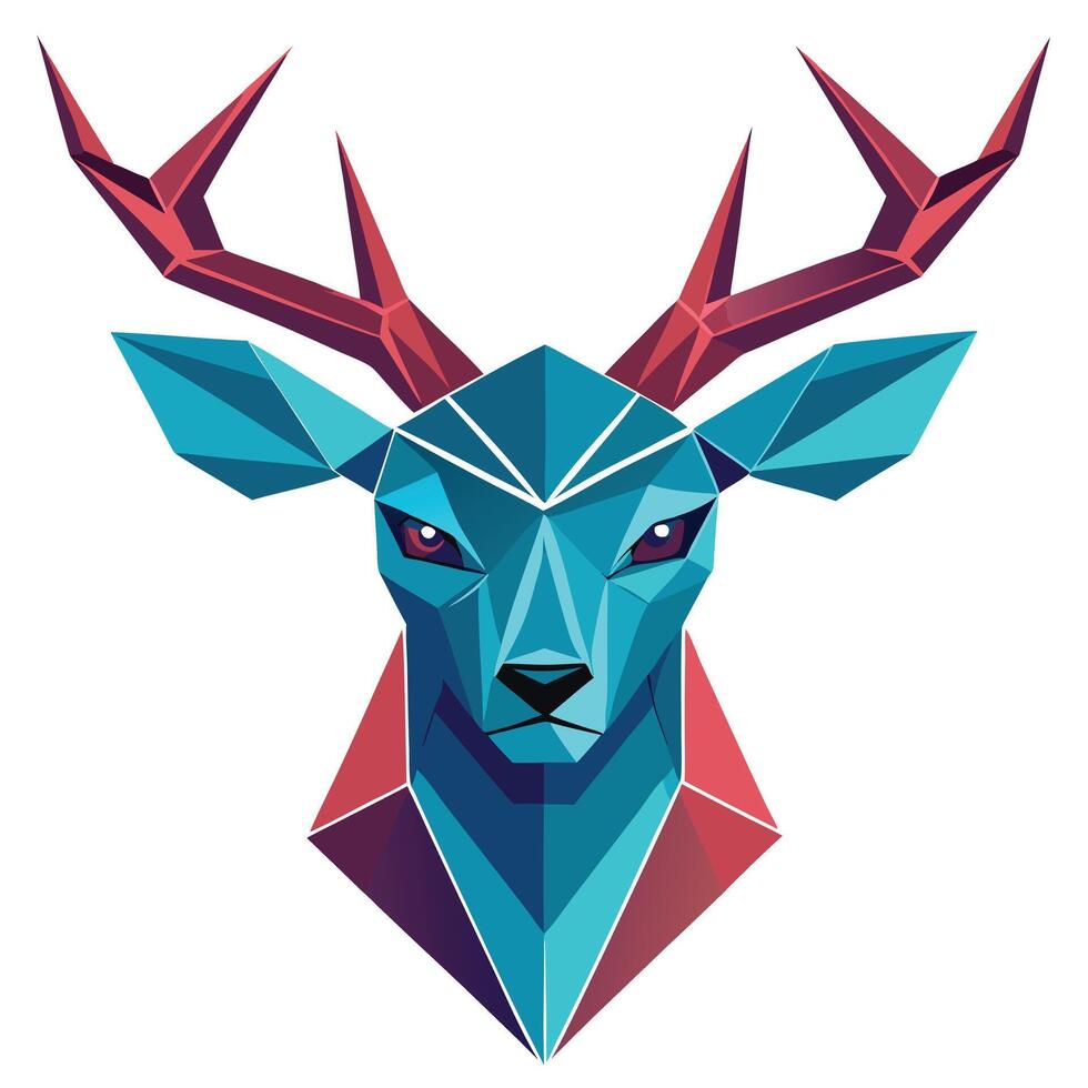 Geometric Deer Head Illustration Digital Artwork vector
