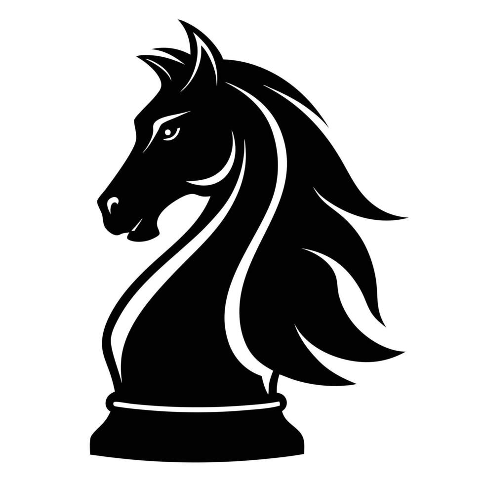 Chess Knight Piece Black And White vector