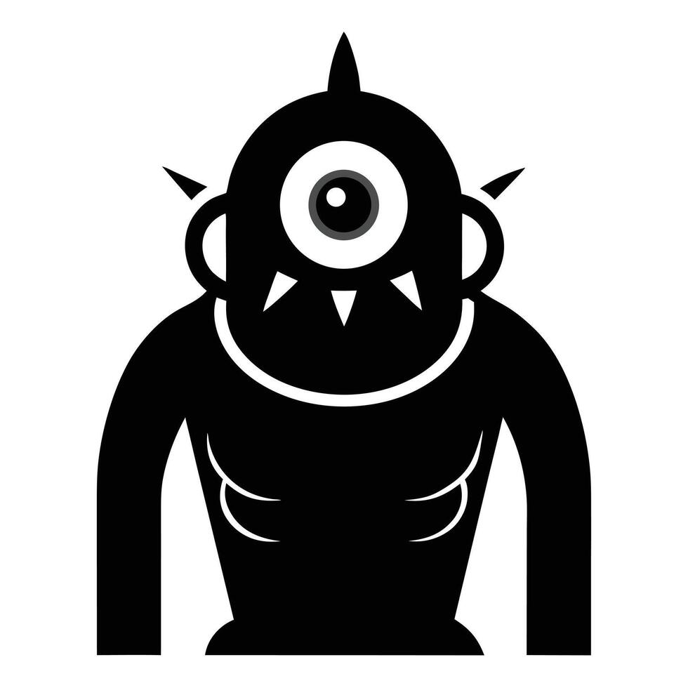 One Eyed Monster Black And White vector