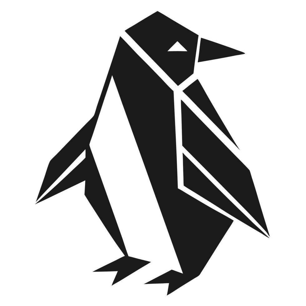 Geometric Style Penguin Black And White vector