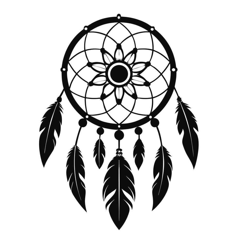 Black And White Dreamcatcher Design vector