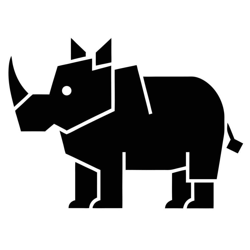 Minimalist Black Rhino Icon Illustration vector