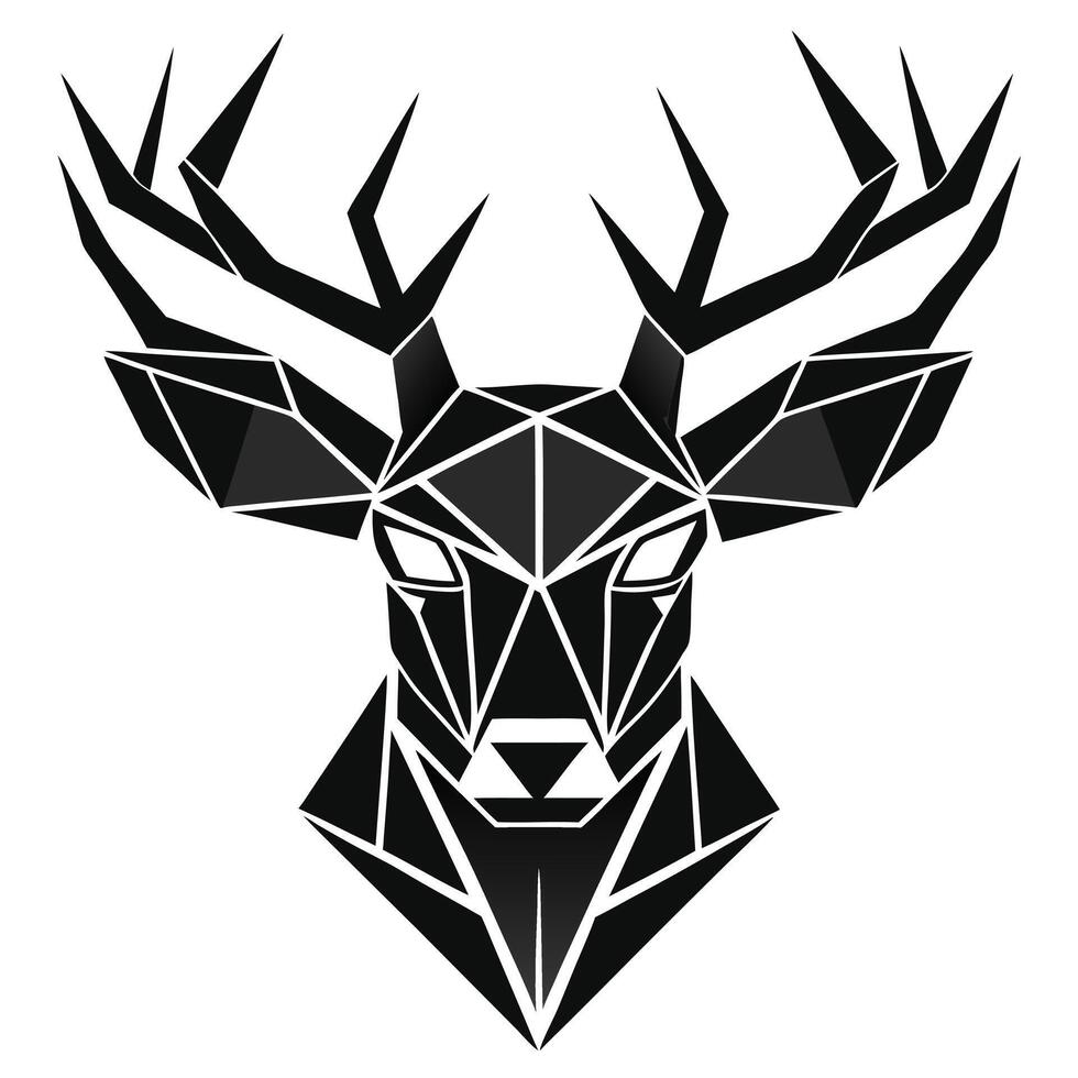Geometric Stag Head Minimalist Illustration vector