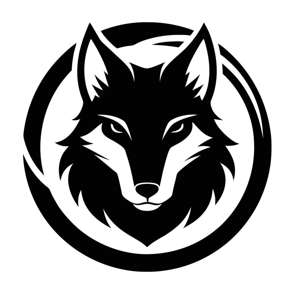 Fox Head Logo Black And White vector