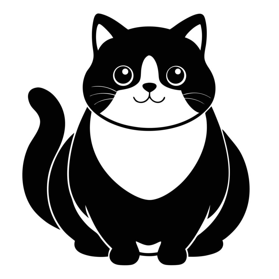 Cute Cartoon Black And White Cat vector