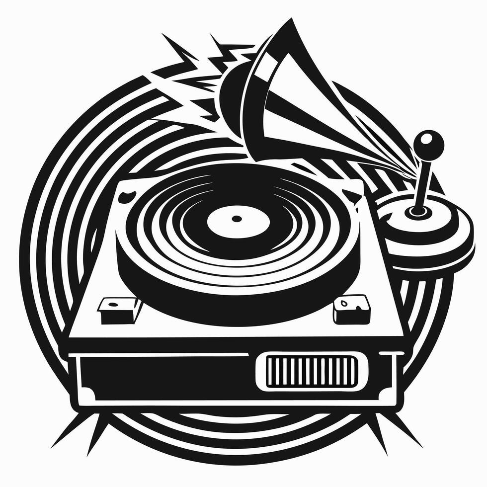 Retro Vinyl Record Player Illustration vector
