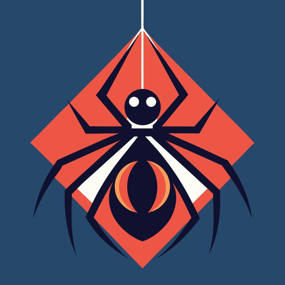 Stylized Spider Hanging Illustration Design vector