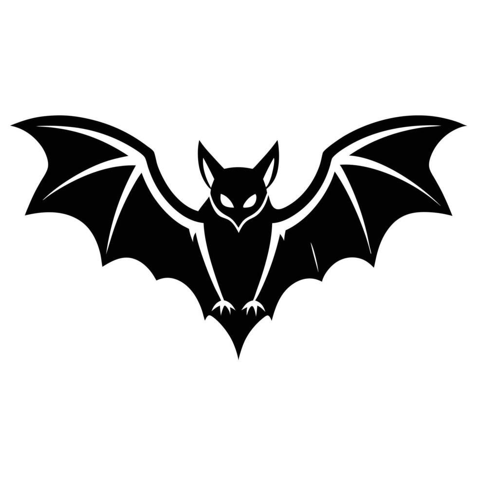 Black Bat Silhouette With Open Wings vector